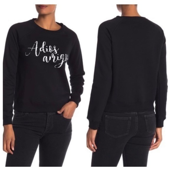 Rebecca Minkoff Adios Amigos novelty black graphic pullover sweatshirt sz small - Picture 1 of 8
